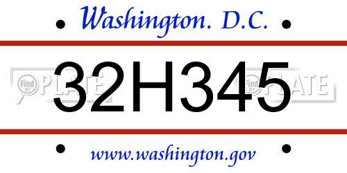 32H345 District Of Columbia License Plate
