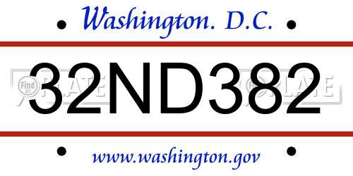 32ND382 District Of Columbia License Plate