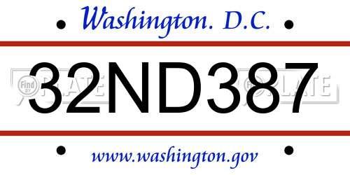 32ND387 District Of Columbia License Plate