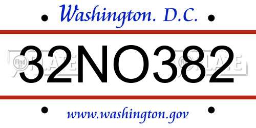 32NO382 District Of Columbia License Plate