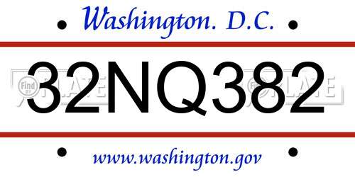 32NQ382 District Of Columbia License Plate