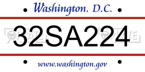 32SA224 District Of Columbia License Plate