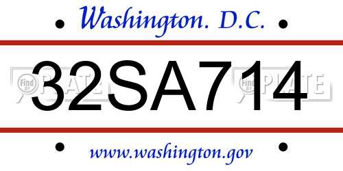 32SA714 District Of Columbia License Plate