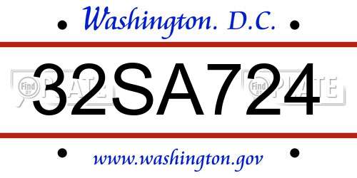 32SA724 District Of Columbia License Plate