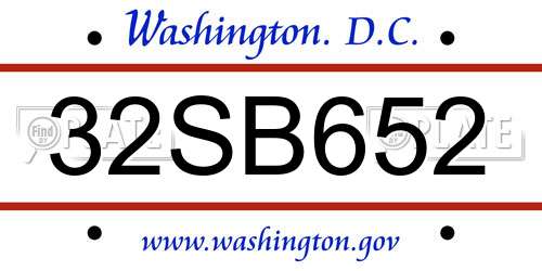 32SB652 District Of Columbia License Plate