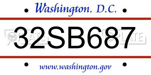 32SB687 District Of Columbia License Plate