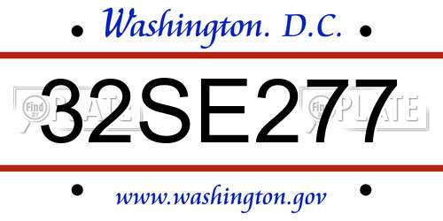 32SE277 District Of Columbia License Plate