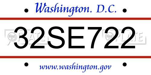 32SE722 District Of Columbia License Plate