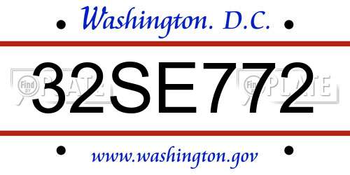32SE772 District Of Columbia License Plate