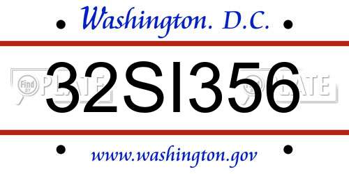 32SI356 District Of Columbia License Plate