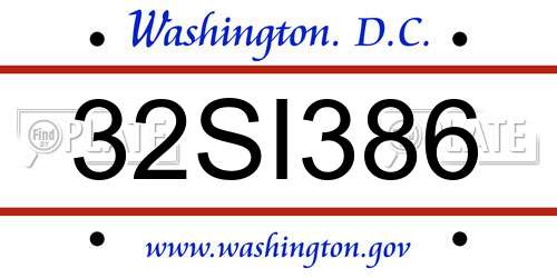 32SI386 District Of Columbia License Plate