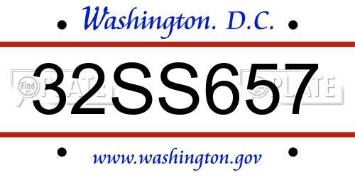 32SS657 District Of Columbia License Plate
