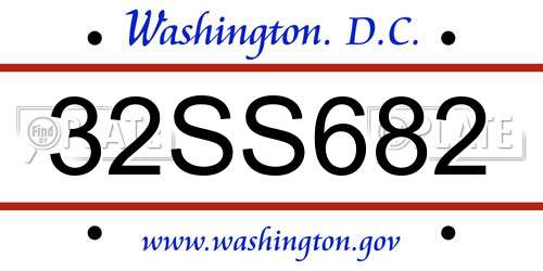 32SS682 District Of Columbia License Plate