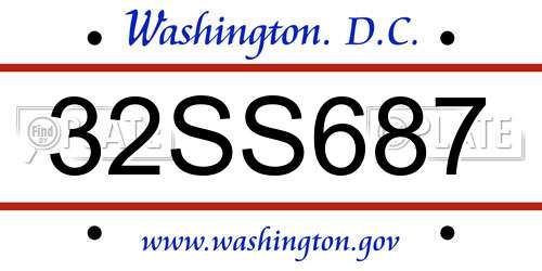 32SS687 District Of Columbia License Plate