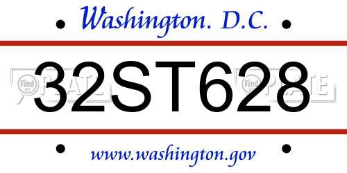 32ST628 District Of Columbia License Plate