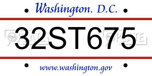 32ST675 District Of Columbia License Plate