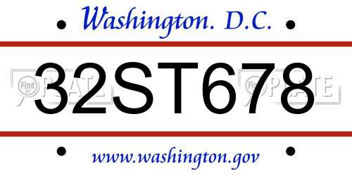 32ST678 District Of Columbia License Plate