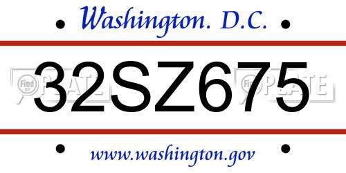 32SZ675 District Of Columbia License Plate