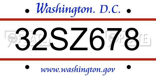32SZ678 District Of Columbia License Plate