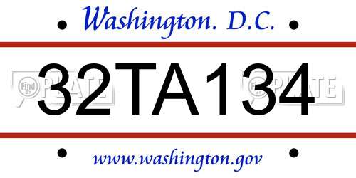 32TA134 District Of Columbia License Plate