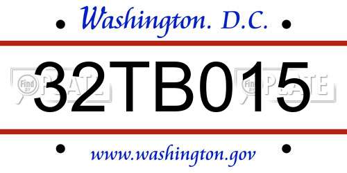 32TB015 District Of Columbia License Plate