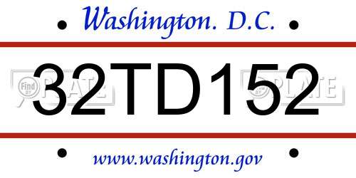32TD152 District Of Columbia License Plate