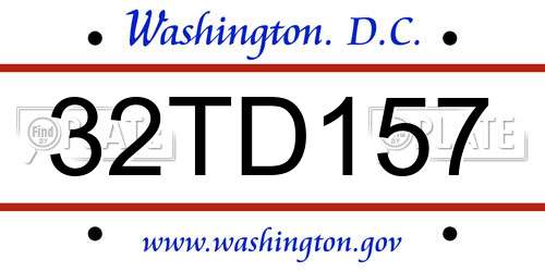 32TD157 District Of Columbia License Plate
