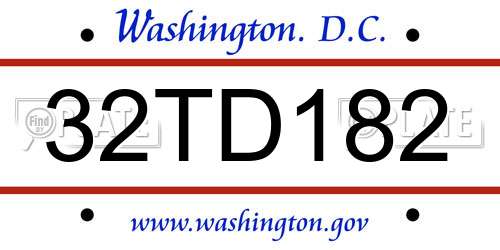 32TD182 District Of Columbia License Plate