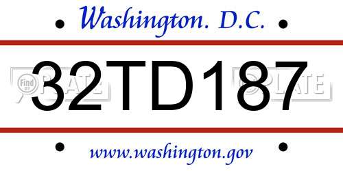 32TD187 District Of Columbia License Plate