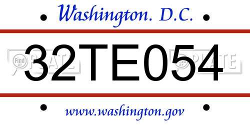 32TE054 District Of Columbia License Plate