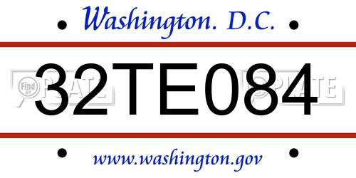 32TE084 District Of Columbia License Plate