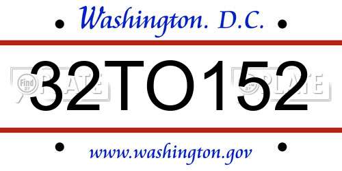 32TO152 District Of Columbia License Plate
