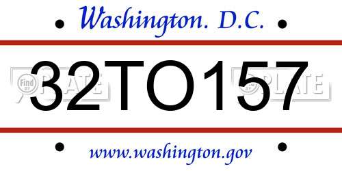 32TO157 District Of Columbia License Plate