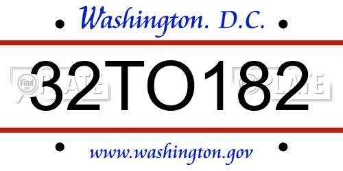 32TO182 District Of Columbia License Plate