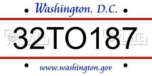32TO187 District Of Columbia License Plate