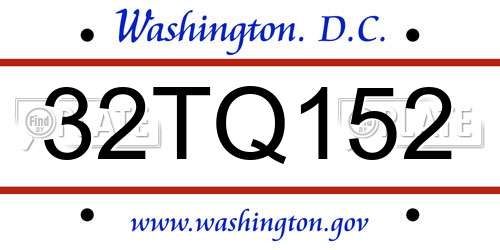 32TQ152 District Of Columbia License Plate