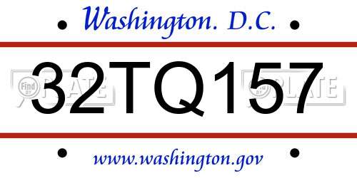 32TQ157 District Of Columbia License Plate
