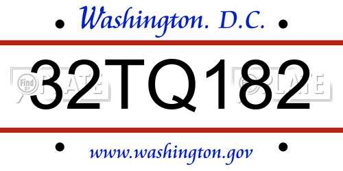 32TQ182 District Of Columbia License Plate
