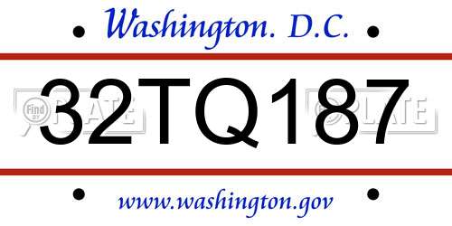 32TQ187 District Of Columbia License Plate