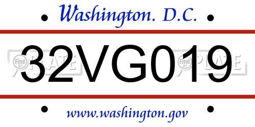 32VG019 District Of Columbia License Plate