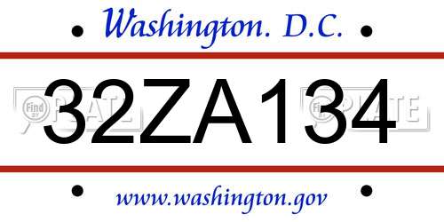 32ZA134 District Of Columbia License Plate