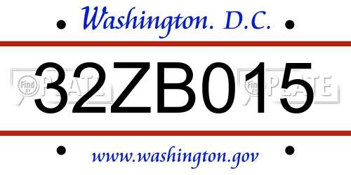 32ZB015 District Of Columbia License Plate