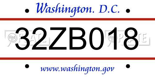 32ZB018 District Of Columbia License Plate