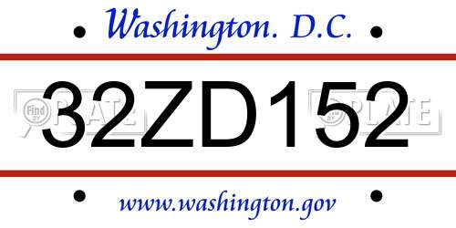32ZD152 District Of Columbia License Plate