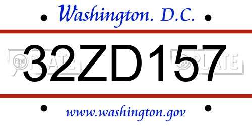 32ZD157 District Of Columbia License Plate