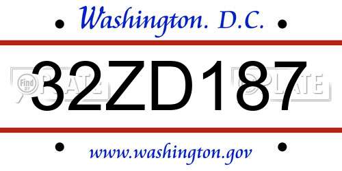 32ZD187 District Of Columbia License Plate