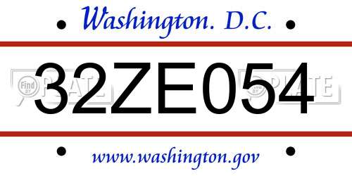 32ZE054 District Of Columbia License Plate