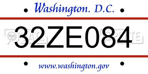 32ZE084 District Of Columbia License Plate