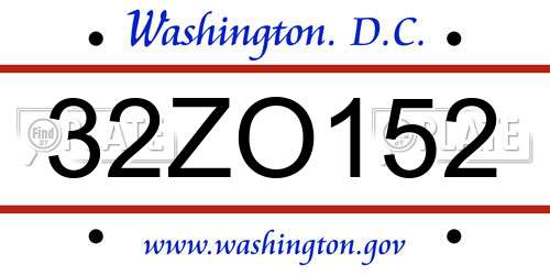 32ZO152 District Of Columbia License Plate