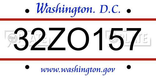 32ZO157 District Of Columbia License Plate